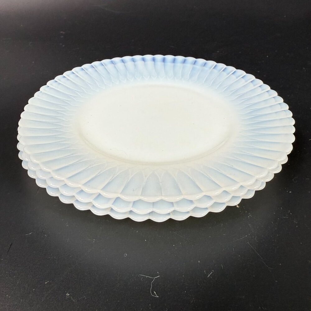 Macbeth-Evans Petalware Monax White Ribbed Edge Bread & Butter Plates Set Of 3